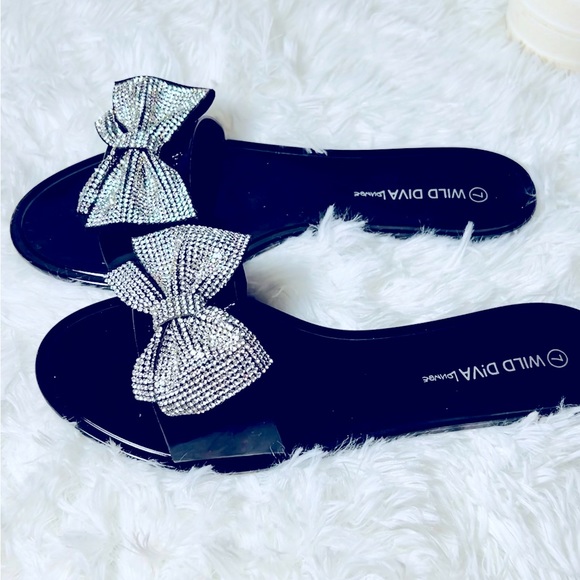 Silver Gem Bow Sandals - Picture 2 of 7